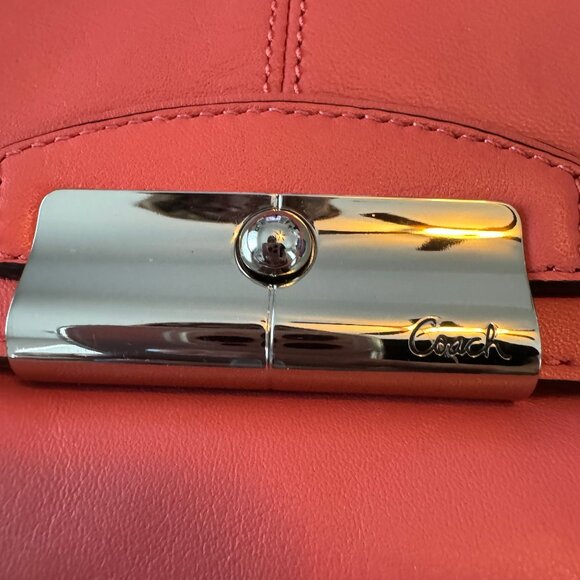 COACH - Kristin Smooth Coal Leather Wristlet Clutch Purse - Picture 5 of 8